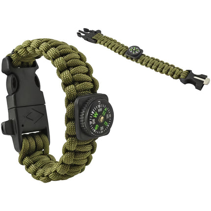 SURVIVAL bracelet with accessories - green