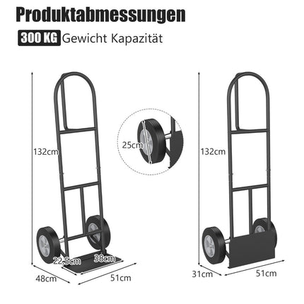 Sack truck with P-handle forklift truck with high backrest 51 x 48 x 132 cm black