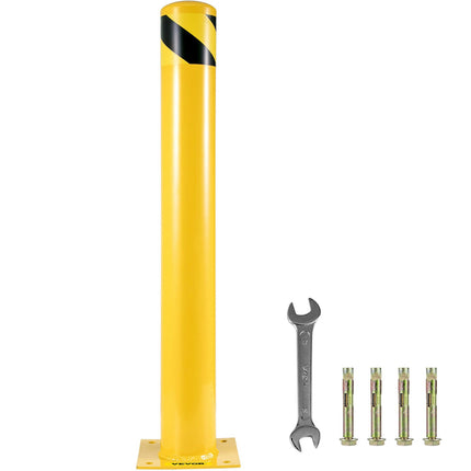 Safety Bollard, 48 in x 4.5 in Steel, 4 Anchor Bolts