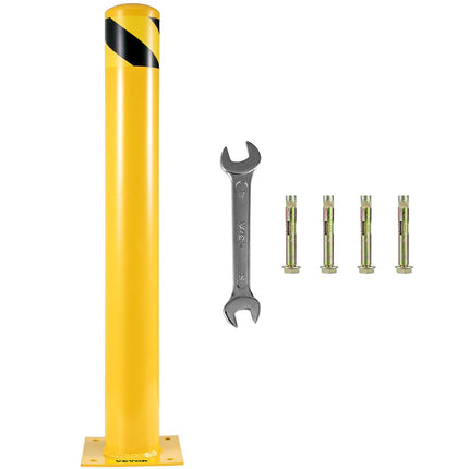 Safety Bollard Posts, 36 Inch Steel, 5.5 Inch Dia, 2-Pack