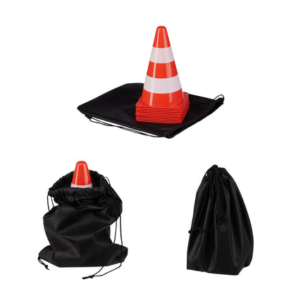 Safety Cones Set of 10 with Barrier Tape & Bag