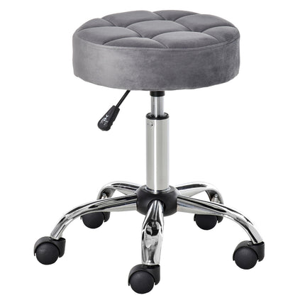 Lounge chair Rolling Stool, Velvet Touch, Adjustable height, Grey