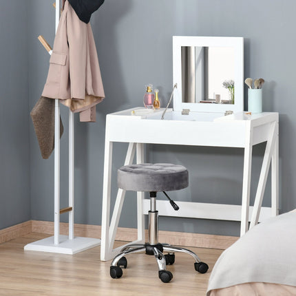 Lounge chair Rolling Stool, Velvet Touch, Adjustable height, Grey