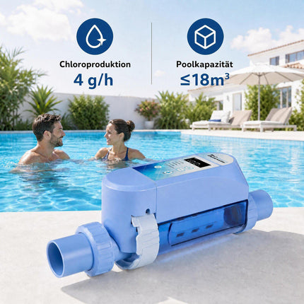 Salt Chlorine Generator for Pools Up to 18 m³, 4 g/h