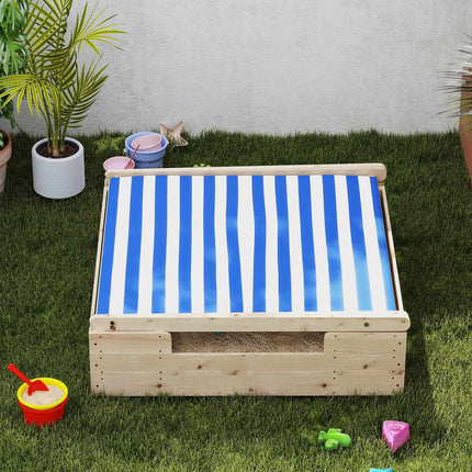 Wooden sandbox with canopy and base, 120 cm