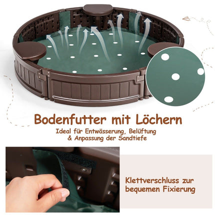 Sandpit 120 cm Large round sandpit 120 x 120 x 21 cm brown