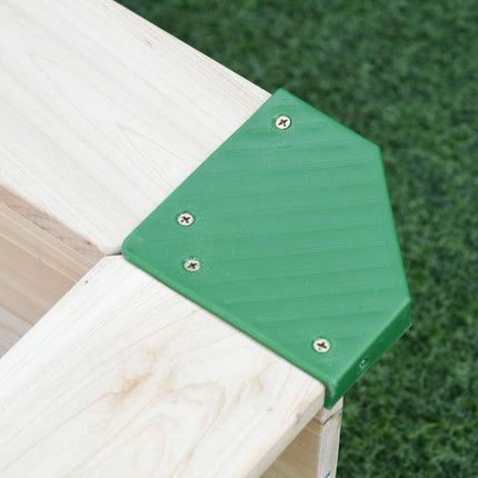 Children's sandbox in natural fir wood with crank roof, 120x120cm
