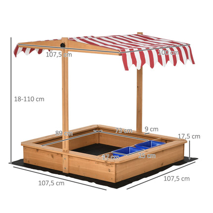 Wooden sandbox with lid and roof for children aged 3-7