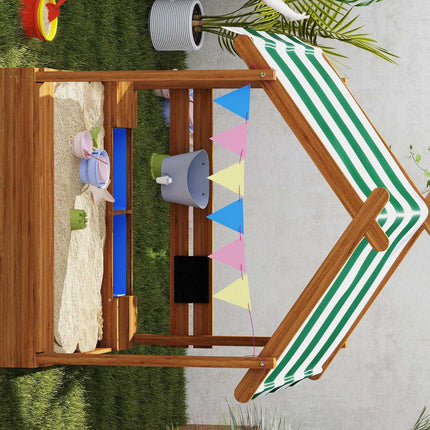 Wooden sandbox with seat and roof, 124x116x146 cm for children