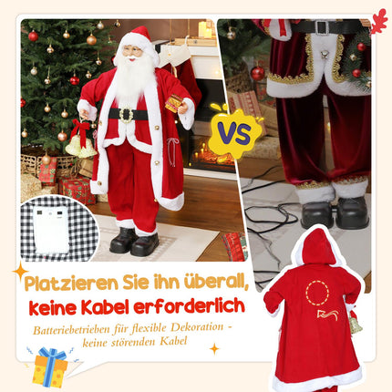 Santa Claus Figure 1.15m with Gift and Bell, Indoor Use