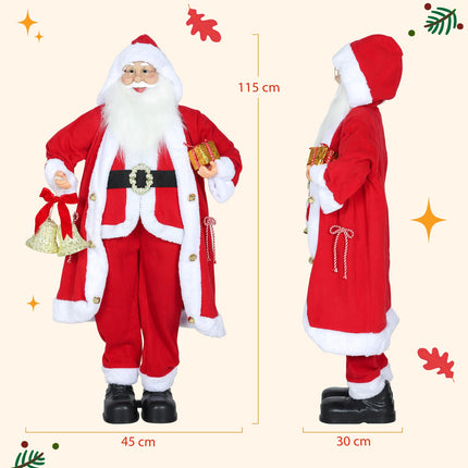 Santa Claus Figure 1.15m with Gift and Bell, Indoor Use
