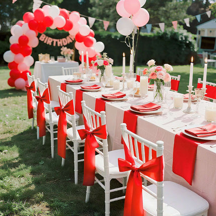 Satin Chair Sashes, 50-Pack, Red, 7 x 108 Inch