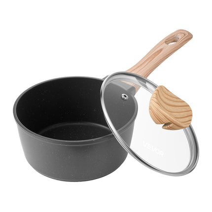 Saucepan 1.5 Qt Nonstick, Glass Lid, Detachable Handle, Induction