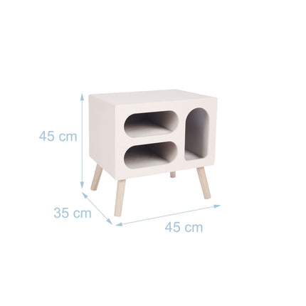 Scandinavian Bedside Table, White Pine, 3 Oval Shelves