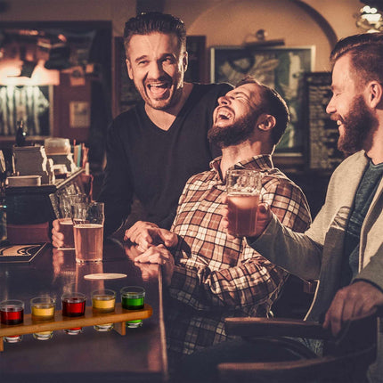 Schnapps board in wood with 6 glasses