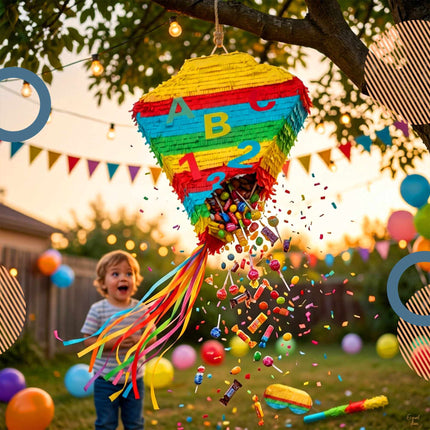 School Cone Piñata Set – Stick and Blindfold Included