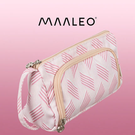 School Pencil Case Two-Compartment Folding Pouch Double Pink for Children