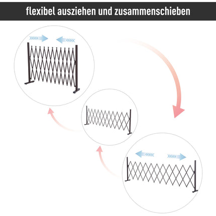 Retractable aluminum scissor gate - 35-300 cm, brown