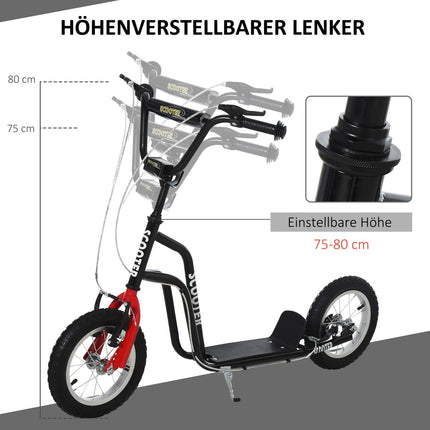 City scooter for children, 12"" pneumatic tires, adjustable height