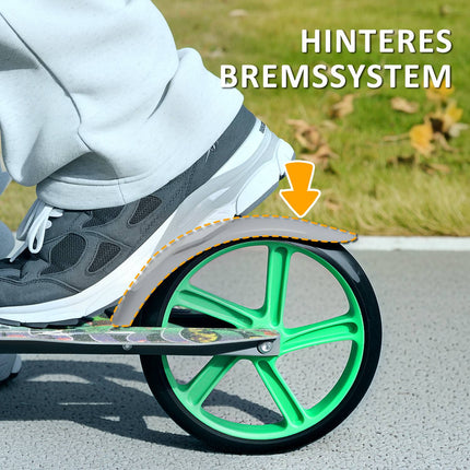 Children's foldable kick scooter, adjustable height, green