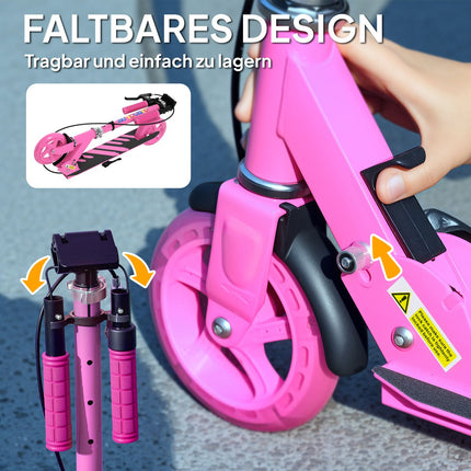 Children's folding scooter with adjustable handlebars, pink