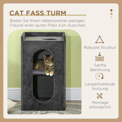 Cat Scratching Tower, 81 cm, 2 caves, dark grey, up to 6 kg