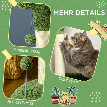 Cat scratching post 111 cm, 2 levels, Sisal, Green