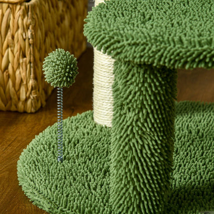 Cat scratching post 111 cm, 2 levels, Sisal, Green