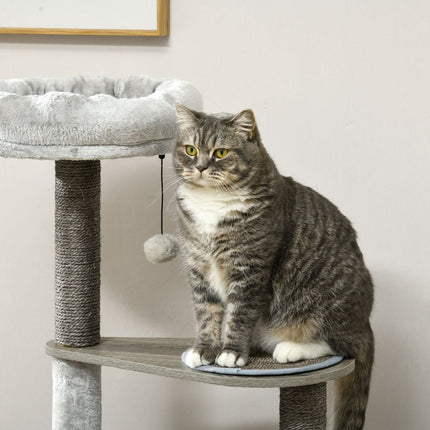 Cat scratching post, 4 levels, sisal, with toy and bed