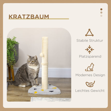 Cat scratching post, 62 cm jute with ball - light grey/beige