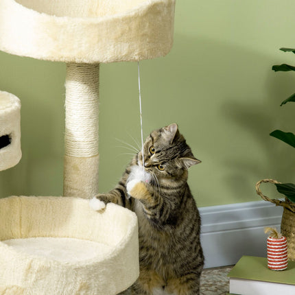 Cat scratching post with bed and toys, 70 cm Beige