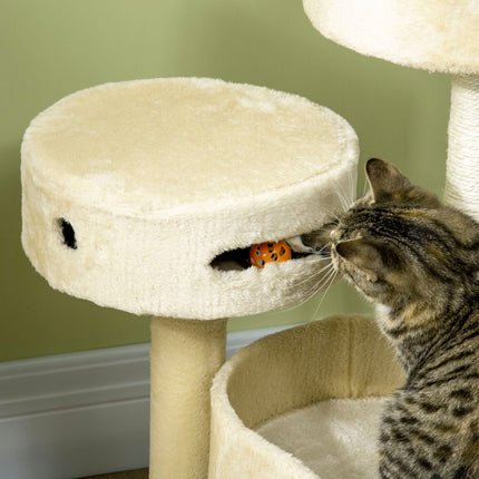 Cat scratching post with bed and toys, 70 cm Beige