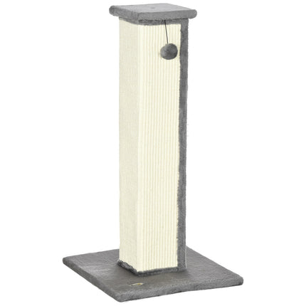 Cat scratching post, 81 cm sisal, gray and cream with play ball