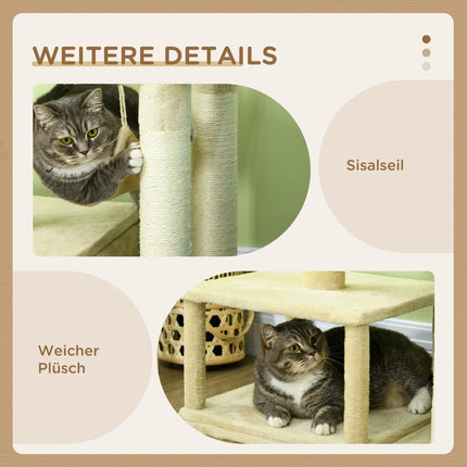 Cat scratching post - 99 cm plush tree with bed and cave
