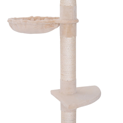 Adjustable beige cat tower with sisal for climbing, 230-260cm
