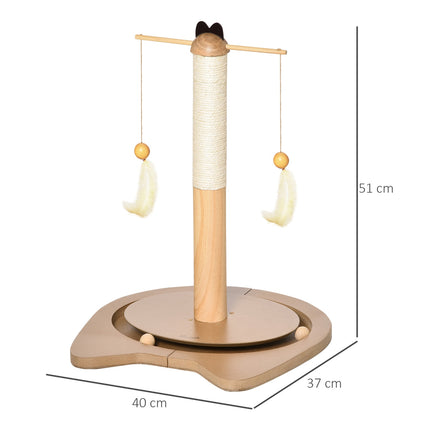 Cat scratching post with toy ball & spring, MDF & Sisal, 51 cm