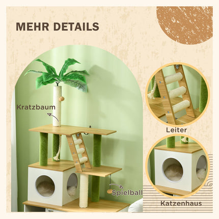 Cat litter box 2-in-1 with scratching post and stairs