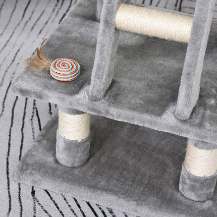 Multi-layer scratching post Cat tree with hammock, gray