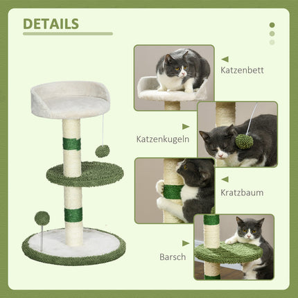 Cat scratching post with bed and toy, small 64cm
