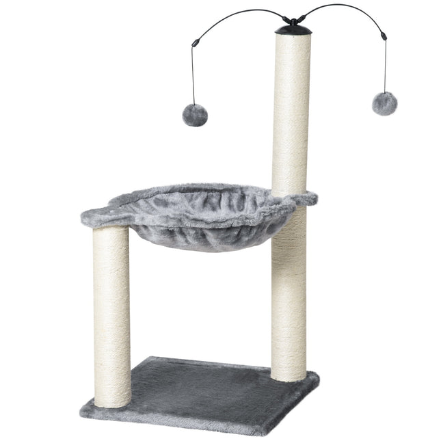 Krabpaal Met Hangmat Krabpaal Klimboom Voor Katten Met Draaibal Grijs 39,5X39,5X83 Cm