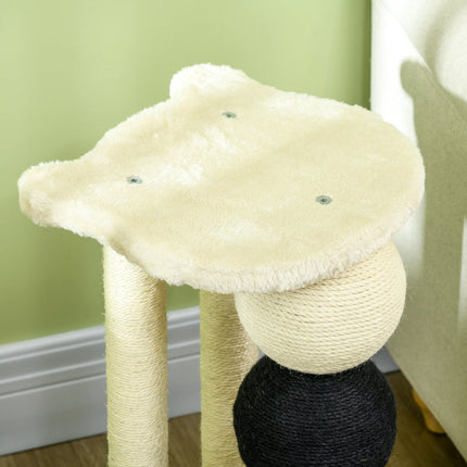 Cat scratching post with platform, sisal posts and balls, 38x38x64cm