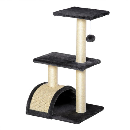 Cat scratching post, dark gray sisal plush, 40x35x72 cm