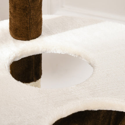 XXL Multi-level cat tree with hammock and cave, brown