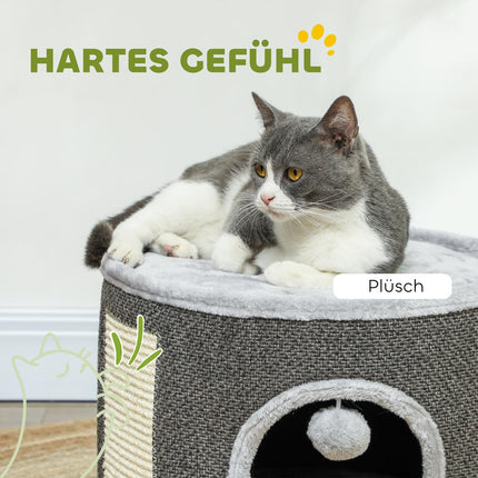 Dark gray cat tower - 30 cm sisal plate with cave