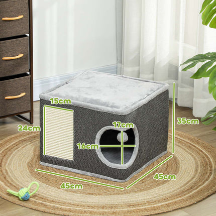 Cat tower with cave, sisal pole & play ball, 35 cm