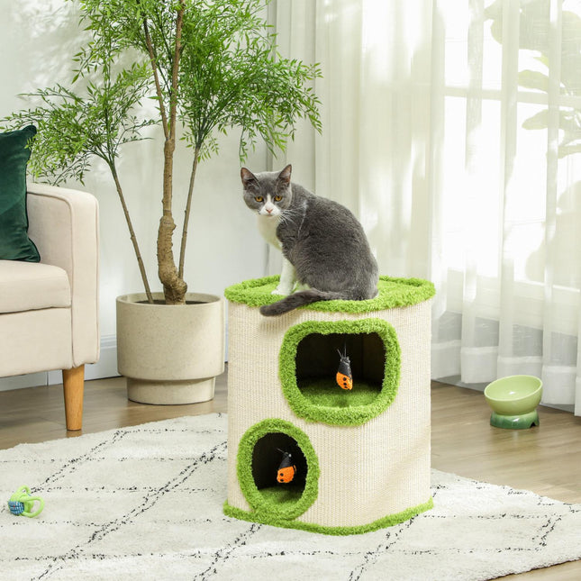 Cat litter box, 52 cm high, Sisal Cave Tower with toys