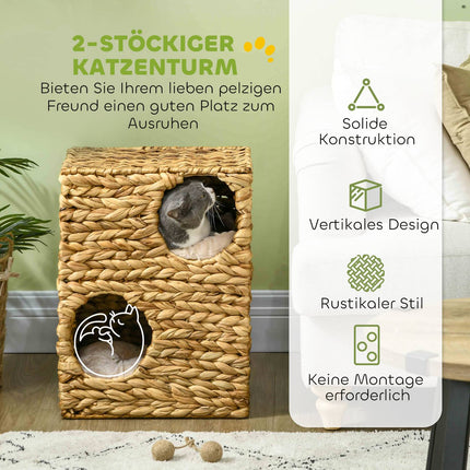 Cat Scratching Tray with 2 caves, cushions, 55 cm high
