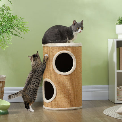 Cat scratching post with 2 caves, Sisal, 60 cm