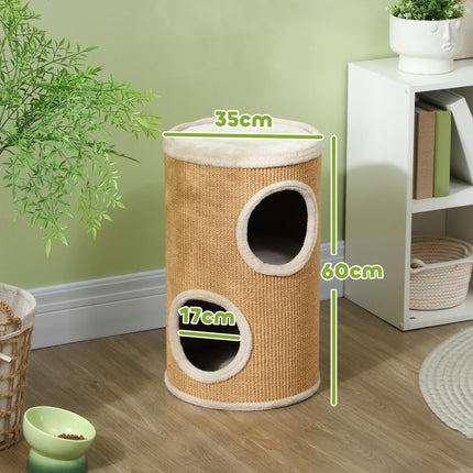 Cat scratching post with 2 caves, Sisal, 60 cm