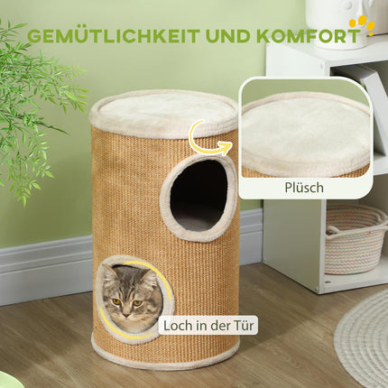 Cat scratching post with 2 caves, Sisal, 60 cm
